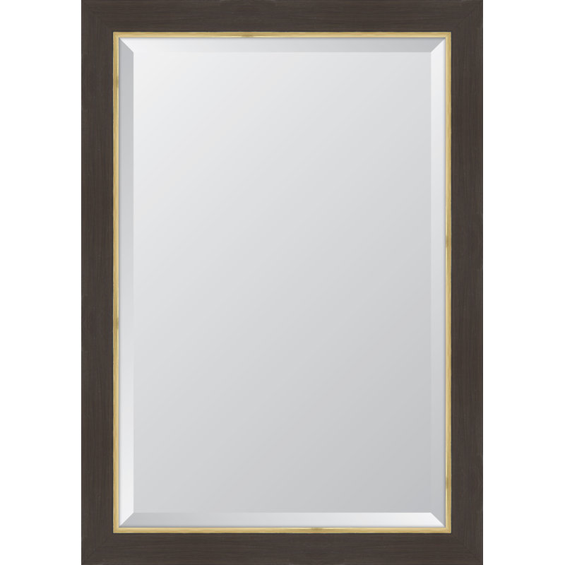Brizzia Flat Wall Mirror, 27" x 39", Brown/Gold