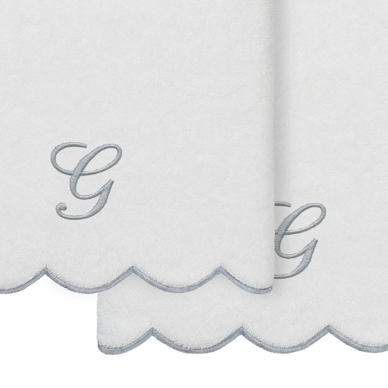  Ensemble de serviettes de bain personnalisables 100% coton turque ADORNIA 2PC, G, Blanc / Gris