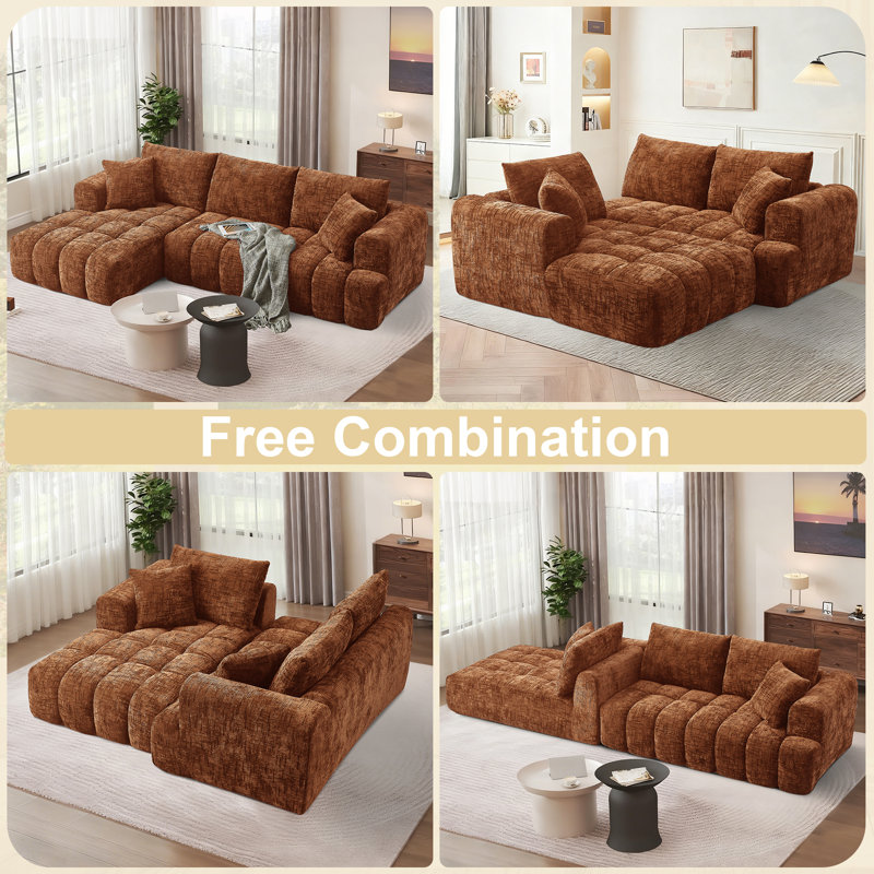 Canapé modulaire 108 po Chenille, Face à la gauche, Chenille orange