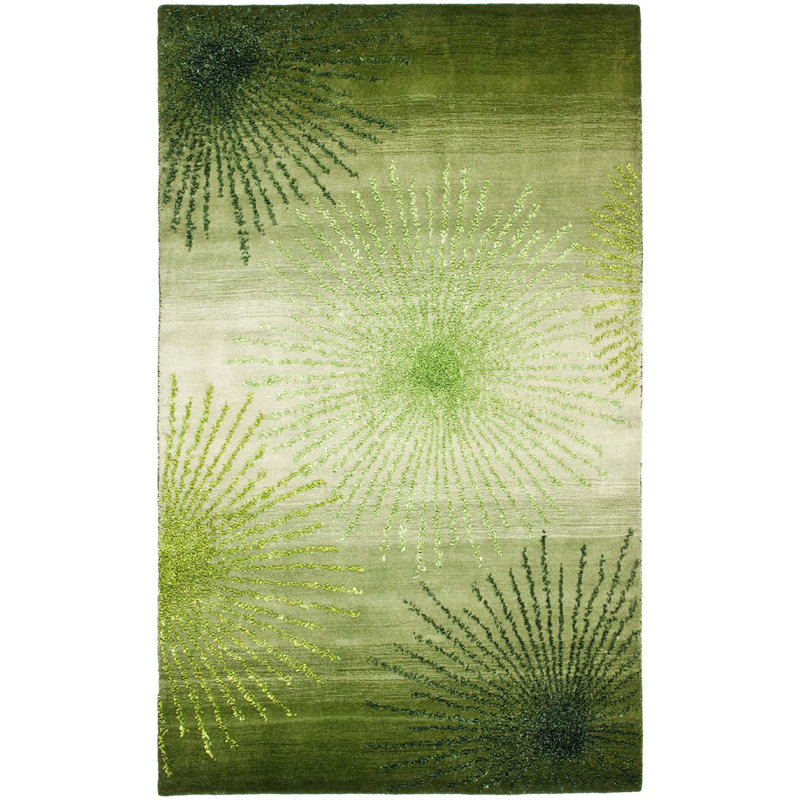Tapis Amier Soho Ã  motif floral, en laine et viscose, tissÃ© Ã  la main, Rectangle de 2 pi x 3 pi