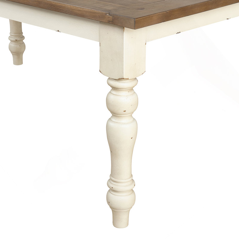 Banc de salle à manger rembourré en bois deux tons, Blanc antique / chêne vieilli
