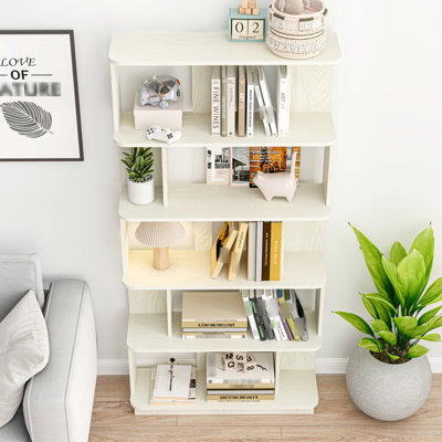 Bibliothèque ouverte à 5 compartiments, bois, bureau personnel, salon, chambre à coucher, cinq options de couleurs, présentoir d'écurie et de combinaison, décor, média, couleurs, conception Collision