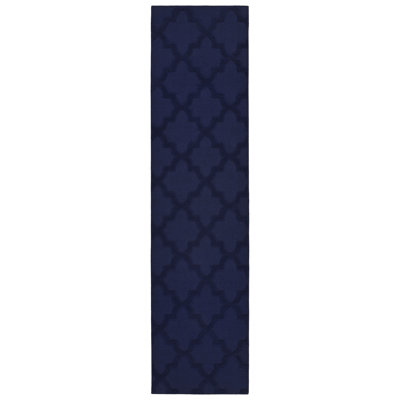 Navy Nasturtium Cut-loop Trellis Area Rug by