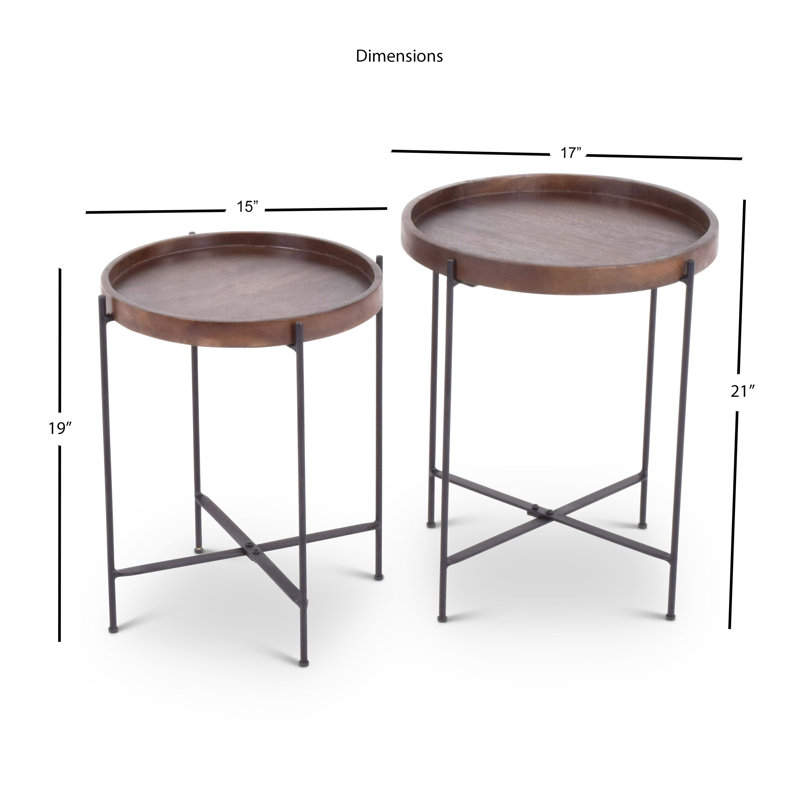 Addisyn Solid Wood Tray Top Nesting Tables
