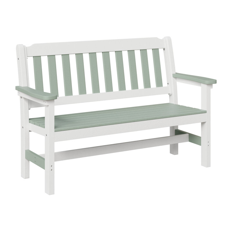 Garden Outdoor Bench, Seafoam/White