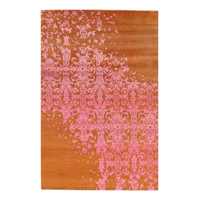 Canvello Rust Color Modern Hand Knotted Rug 6' X 9'