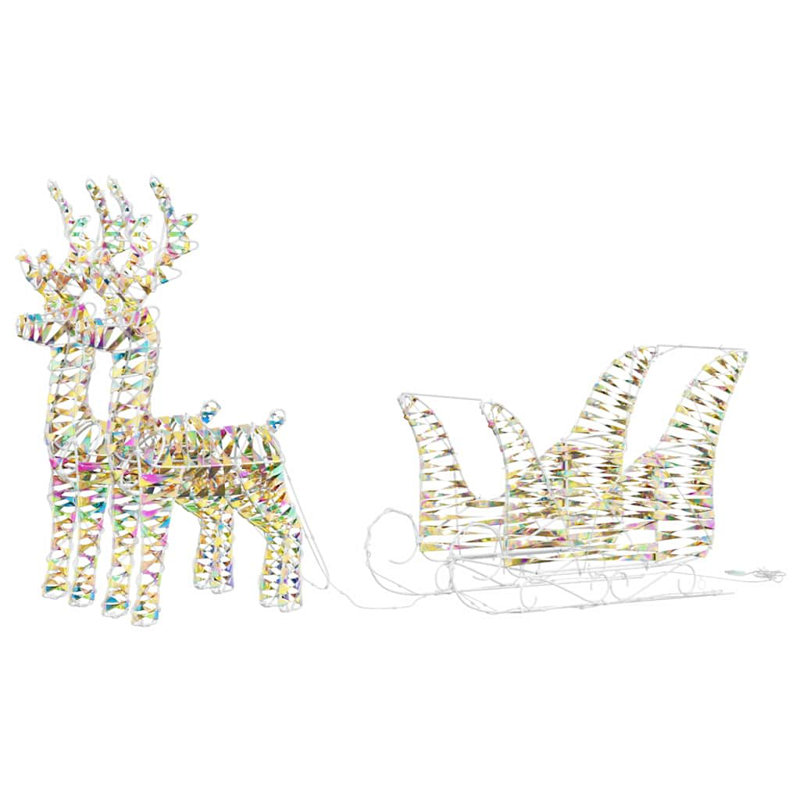  Reindeer Pull Sleigh Warm White 30 X 12 X 54.5 Cm PET