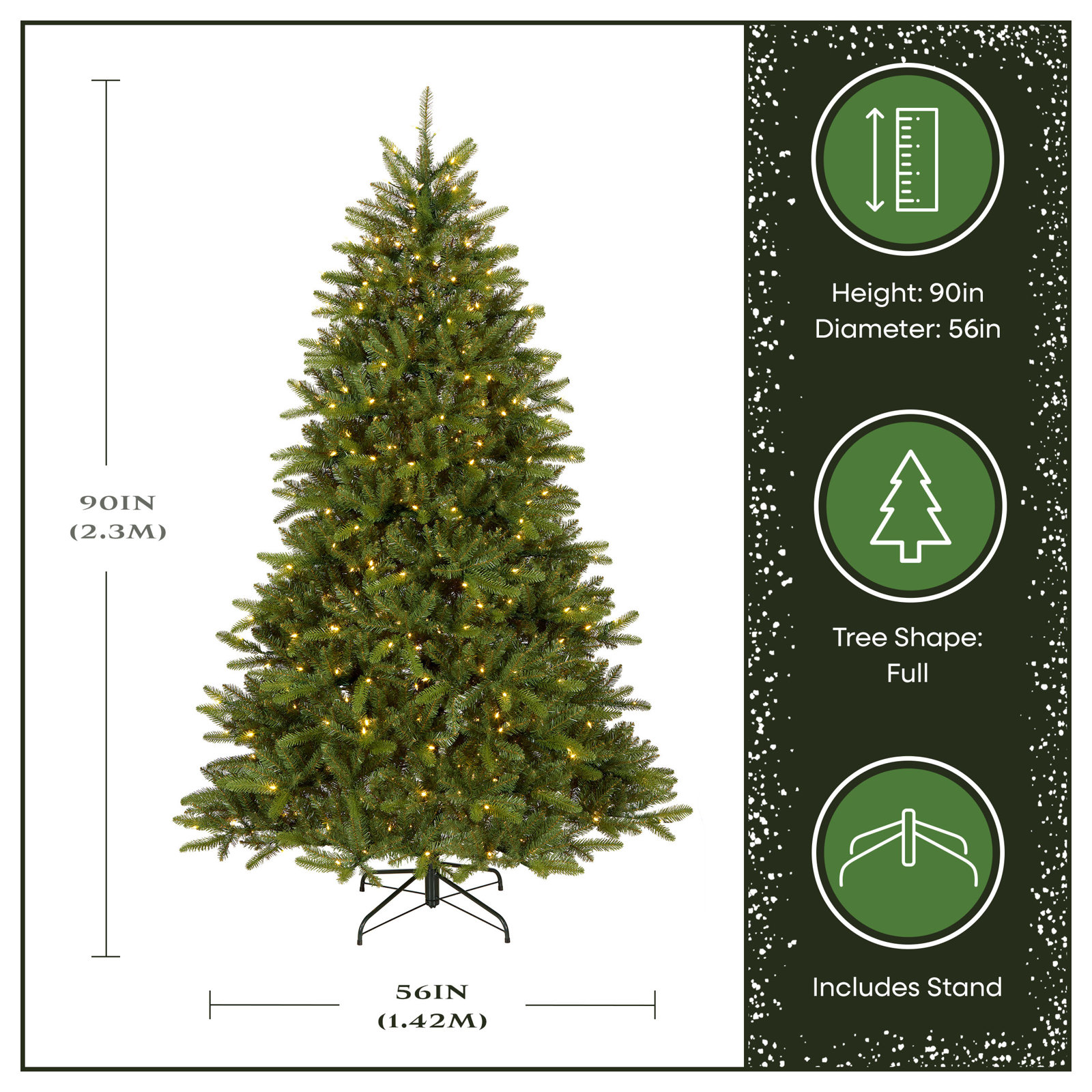 Reena Pre-Lit Fir Christmas Tree, 7'5"