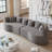 Curved Sectional Sofa, 106.3-Inch Oversized Modern Bone-Free Cloud Sofa With 6 Pillows, Luxury Corduroy Four-Seater Memory Foam Sofa, Deep Seat Design, Grey-592229327