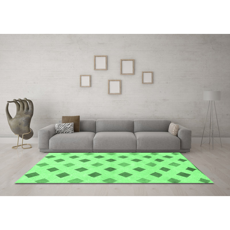 Tapis à motif abstrait vert émeraude 807, Carré 3 pi