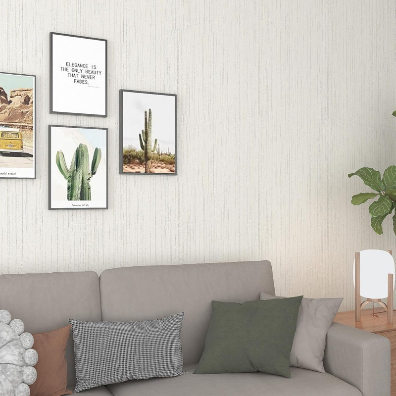 Grass Cloth Textured Wallpaper Light Grey Stick on Wallpaper 40 CM x 10 M Waterproof