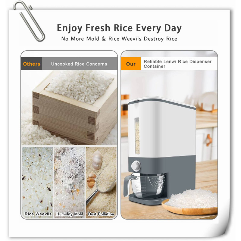 25 Lbs Rice Dispenser, Large Cereal Dry Dilmurat With Measuring Cup, BPA-Free Household For Kitchen Pantry Organization-Red
