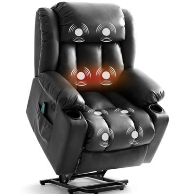 Fauteuil inclinable électrique Power Lift pour personnes âgées avec massage par vibration et porte-gobelets, 2 poches latérales