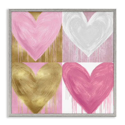 Pink & Gold Glam Hearts Giclee Art by Lindsay Rodgers
