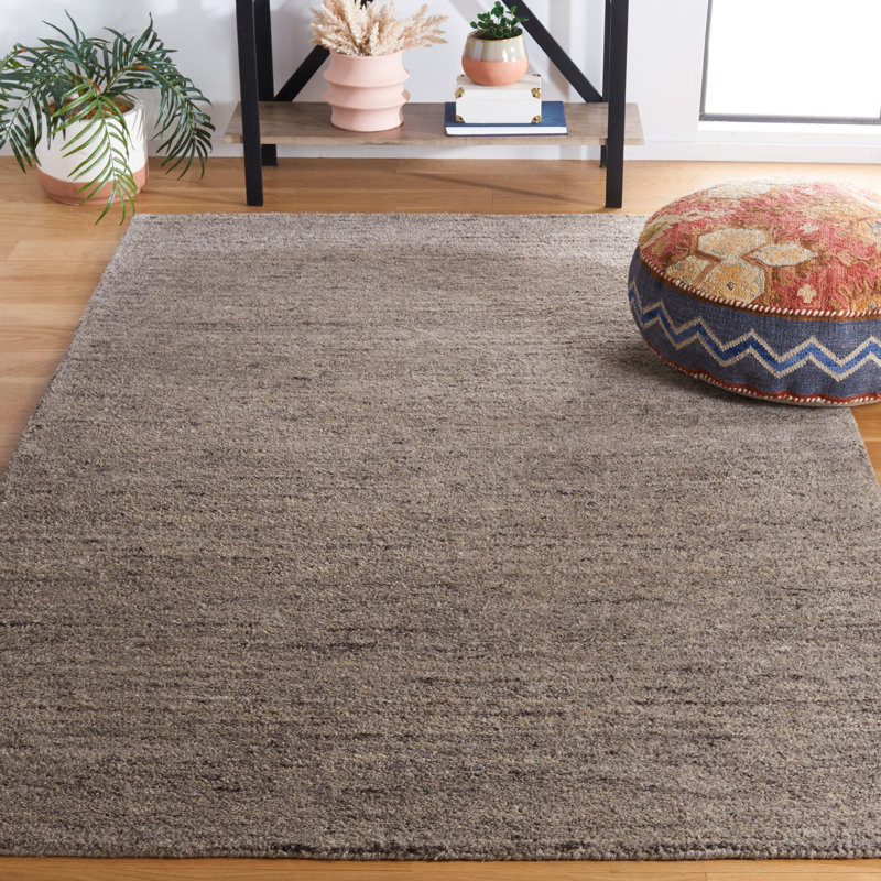 Himalaya Hand Tufted Wool/Cotton & Other Fiber Solid Color Rug in Light Gray, Rectangle 5' x 8'
