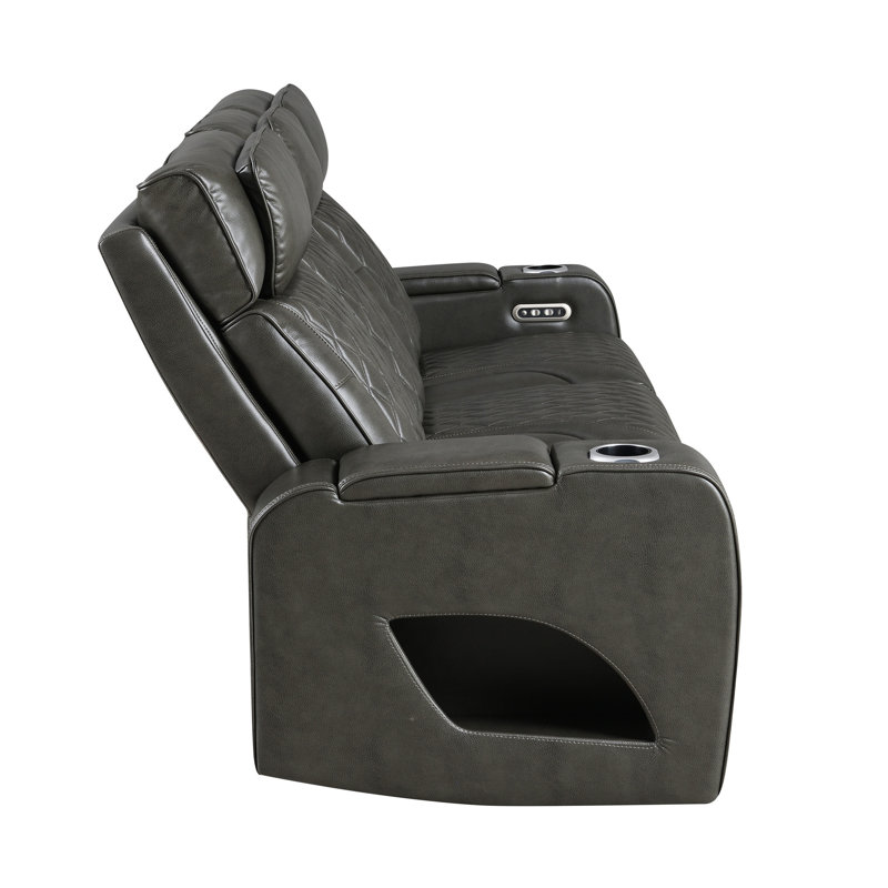 Canapé en cuir synthétique gris foncé Taddeo