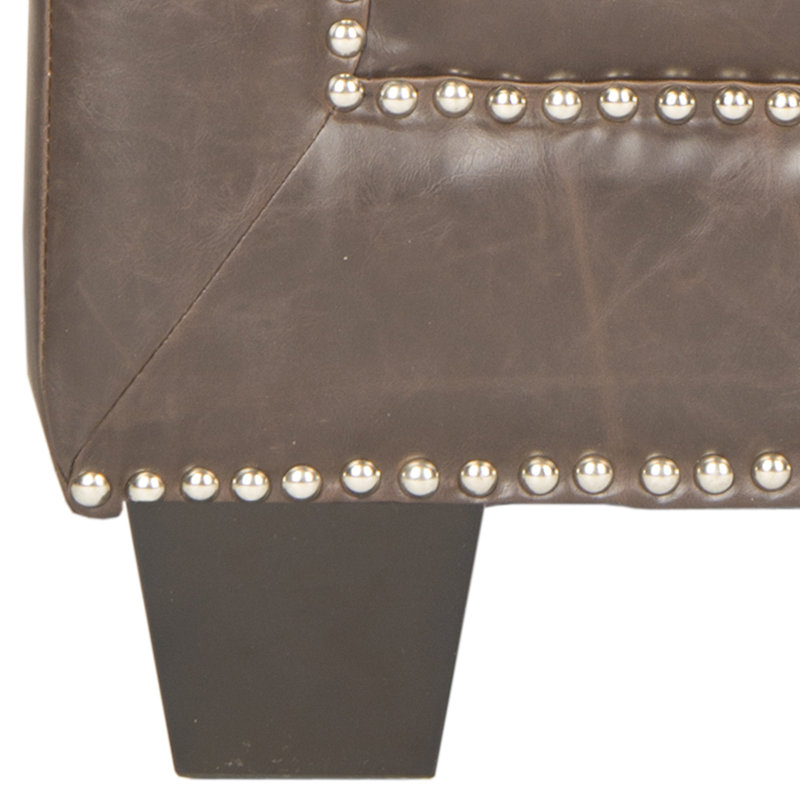 Fauteuil club capitonné de 82,04 cm de large, Similicuir brun