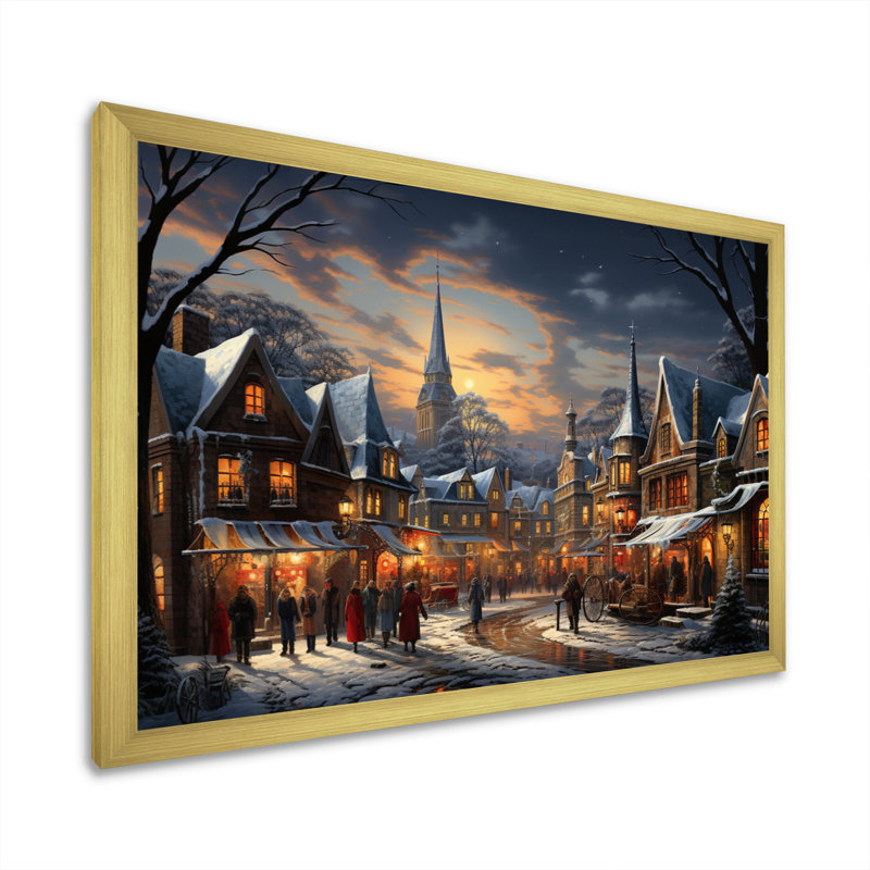 «Winter Village Carnival III», impression d'art mural, Cadre doré à une seule photo, H 30 po x l 40 po x P 1,5 po