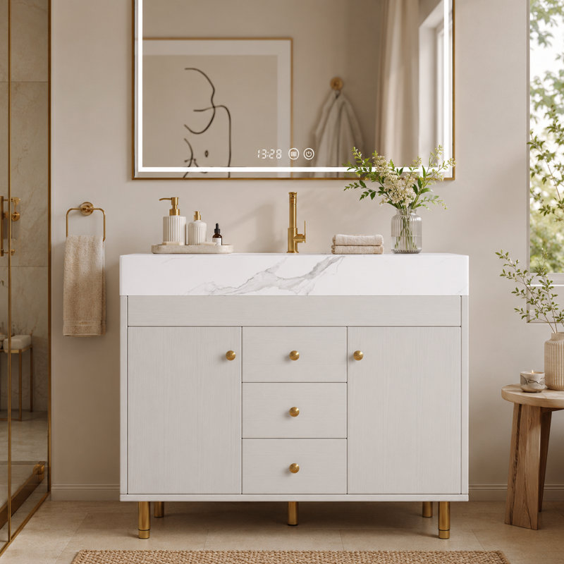 Meuble-lavabo autoportant 36 po avec lavabo en céramique 36 po Modern