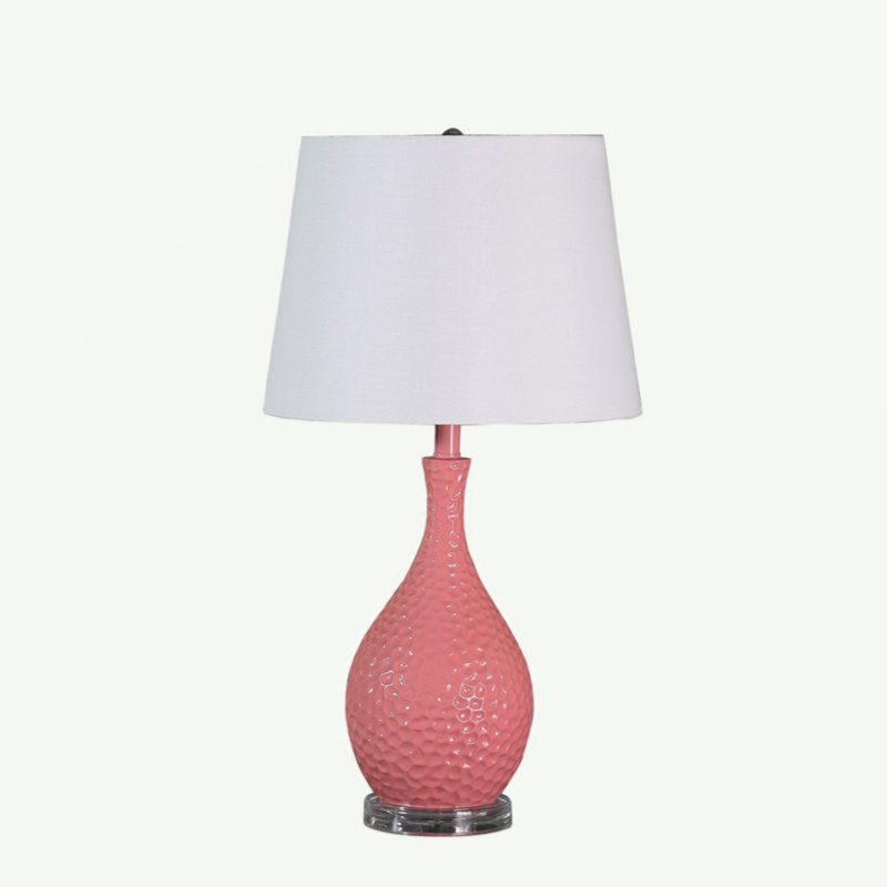28" Telli Pebble Mid-Century Resin Table Lamp, Pink