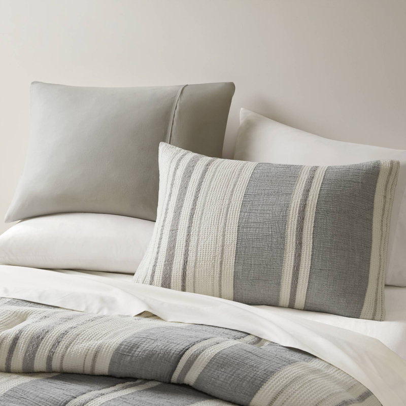 Woolrich Mesa Grey 100% Cotton Jacquard Waffle Ultra-Soft 3-Piece Full/Queen Comforter Set, Full/Queen, Gray