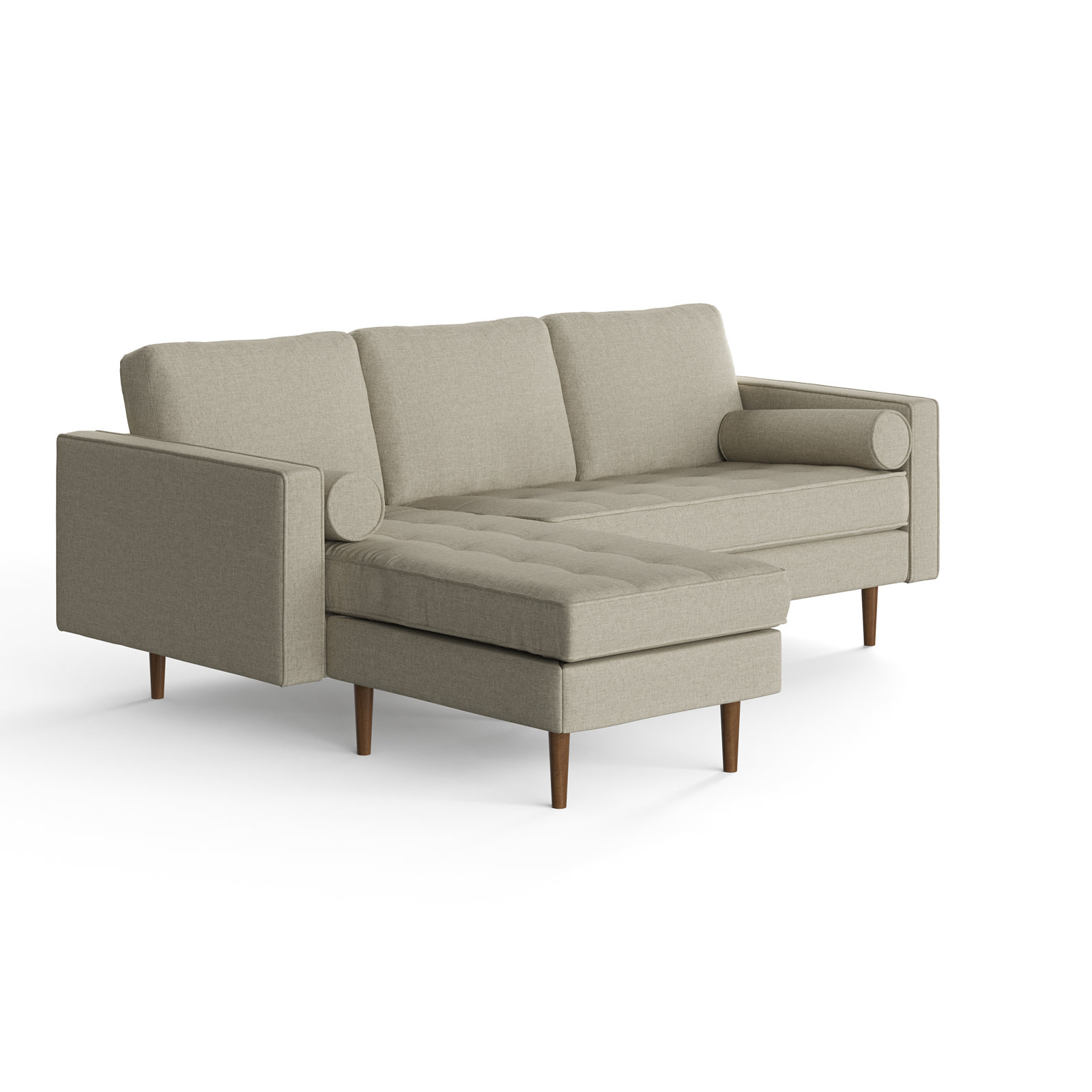 Geo 84" Wide Reversible Sofa and Chaise, Beige Fabric