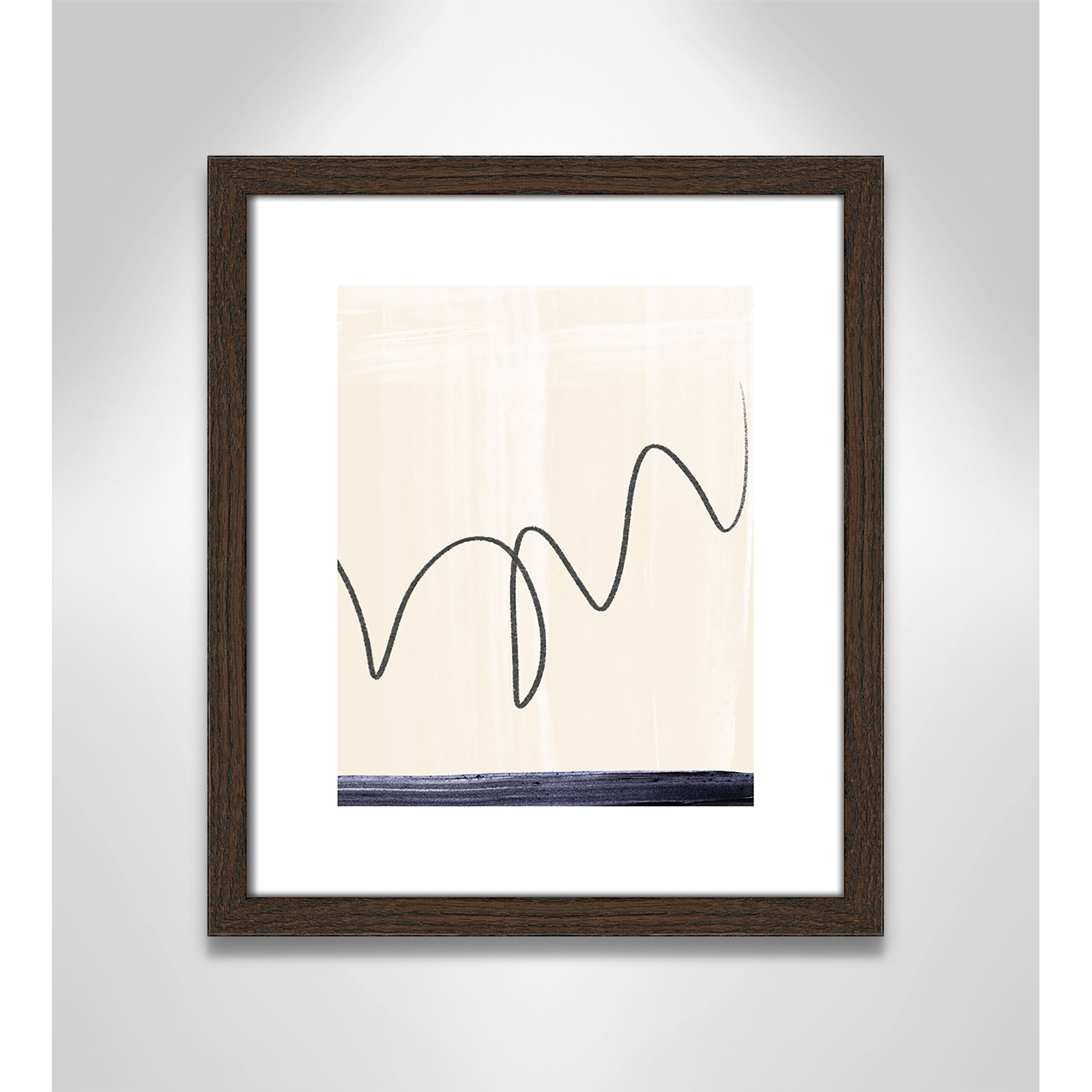 Tigerlily "Departured II" Painting, 15" H x 13" W x 0.75" D, Brown Framed Paper