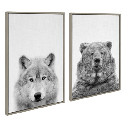 «Wolf and Bear European» par Simon Te of Tai, reproduction d'art sur toile encadrée