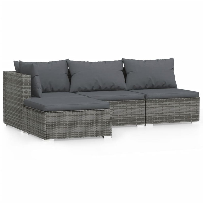 Devion 27.6" Wide Rectangle Patio Sectional Set with Cushions