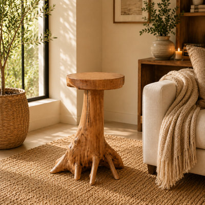 Burruss Solid Wood Tree Stump End Table
