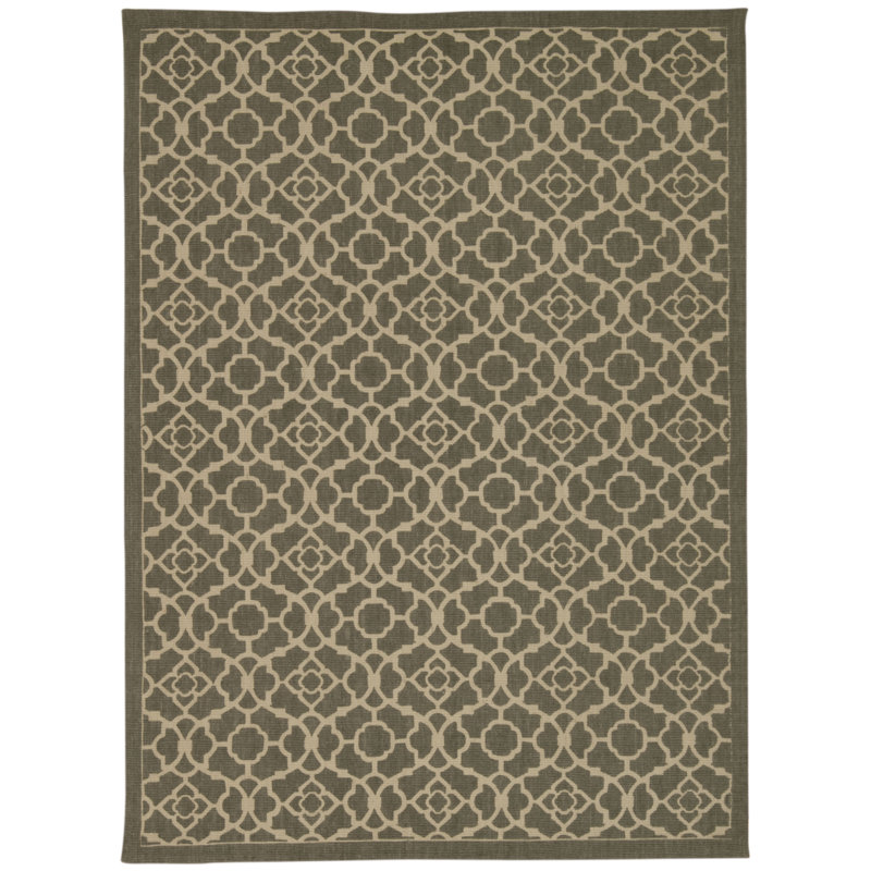 Tapis sauge foncé Noosa «Lovely Lattice», Rectangle 5 pi x 7 pi