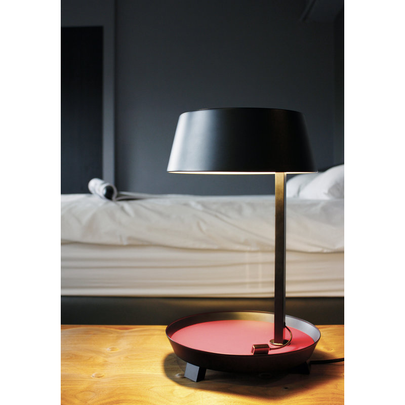 Lampe de table 16,5 "avec USB Carry, Noir mat, H 16,5 po x l 10,2 po x P 10,2 po