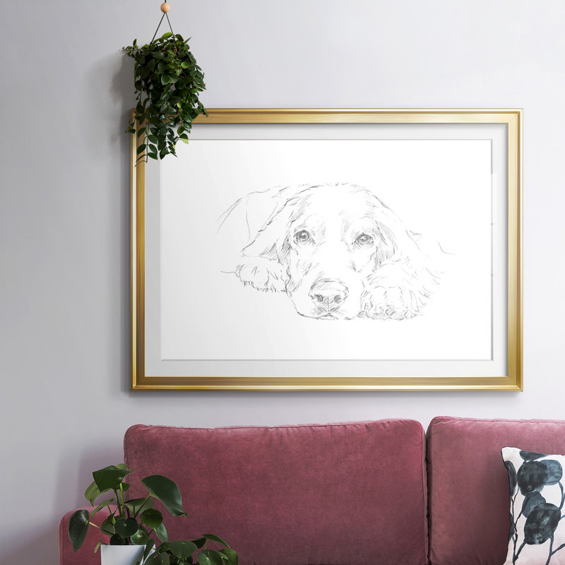 Lazy Dog II, reproduction d'art encadrée, Or, H 27 po x l 39 po x P 1,5 po