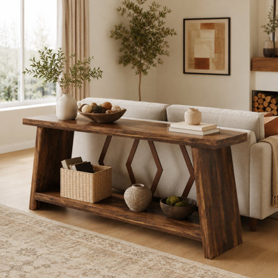 Thickened Console Table, Brown Wood, Behind Sofa Table, Living Room Storage