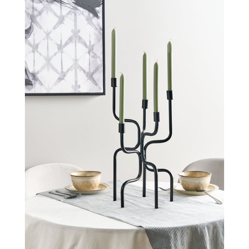 PORRTELA Metal Tabletop Candelabra, Black