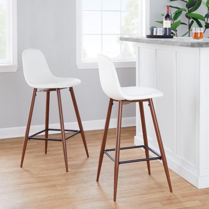 Cadynce Upholstered Counter Stool with Metal Frame, Walnut, Gray, Bar Stool (28.5" Seat Height)