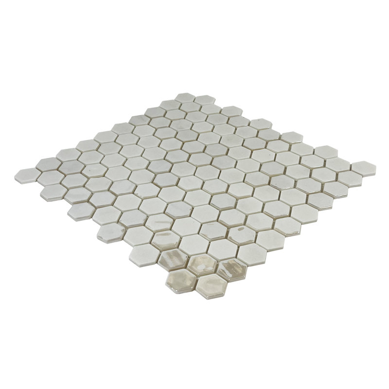 Carreau de mosaïque en verre 12 po x 12 po Shine Hex
