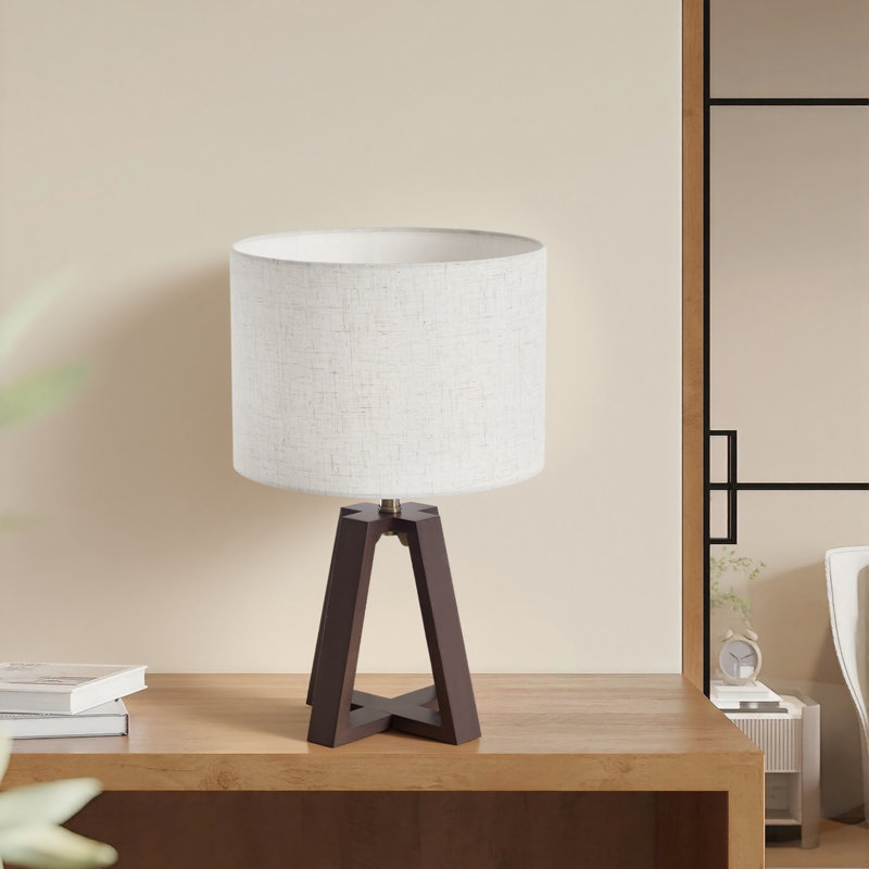 Modern Rustic Table Lamp With Transparent Dimmer Switch, Walnut