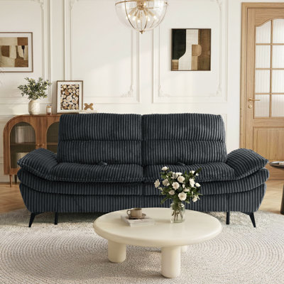 93" Modern Corduroy Sofa, Oversized Deep Seat Sleeper Couch With Adjustable Backrest For Living Room