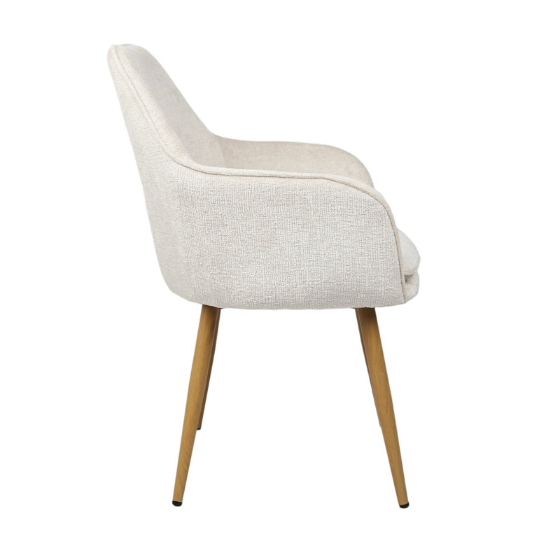 46cm H Upholstered Metal Upholstered Back Armchair, Ash, Cream