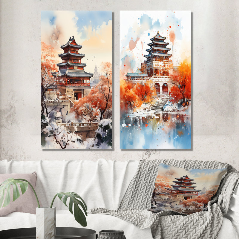 Ensemble de 2 décorations murales chinoises Pékin, H 28 po x l 24 po