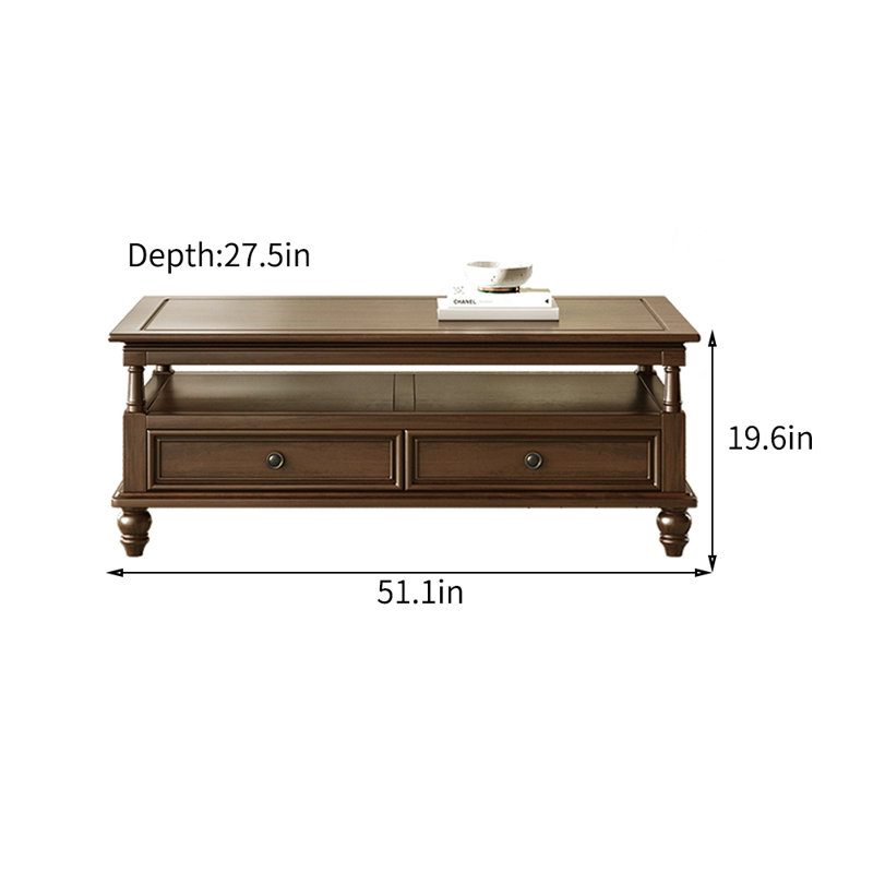 Solid Wood Coffee Table, Light Walnut