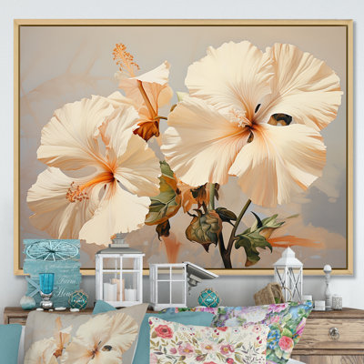 Hibiscus beige, reproduction d'art sur toile