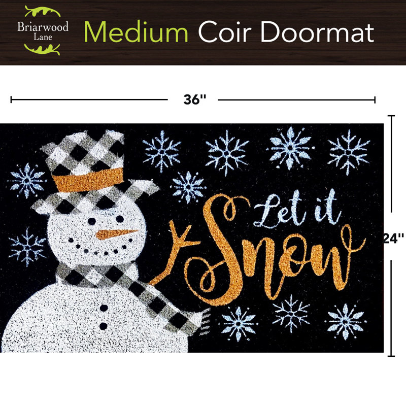 Checkered Snowman Medium Coir Doormat