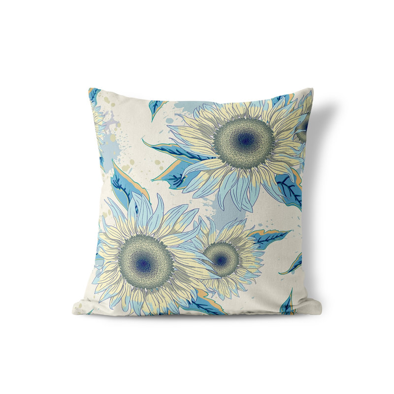 Housse et insert de coussin décoratif en polyester, 16 po x 16 po, Gris / bleu