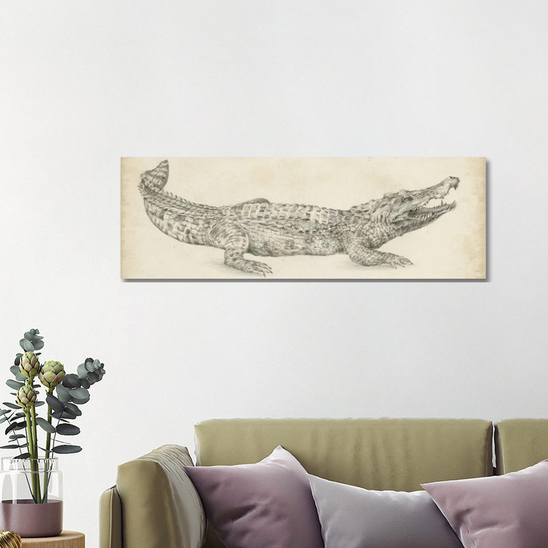 Crocodile Sketch by Ethan Harper - Wrapped Canvas Panoramic Print, 121.92 cm H x 40.64 cm W x 1.91 cm D