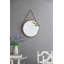 Miroir rond en bois avec poignée en jute 19 po x 19 po x 29,5 po Rally