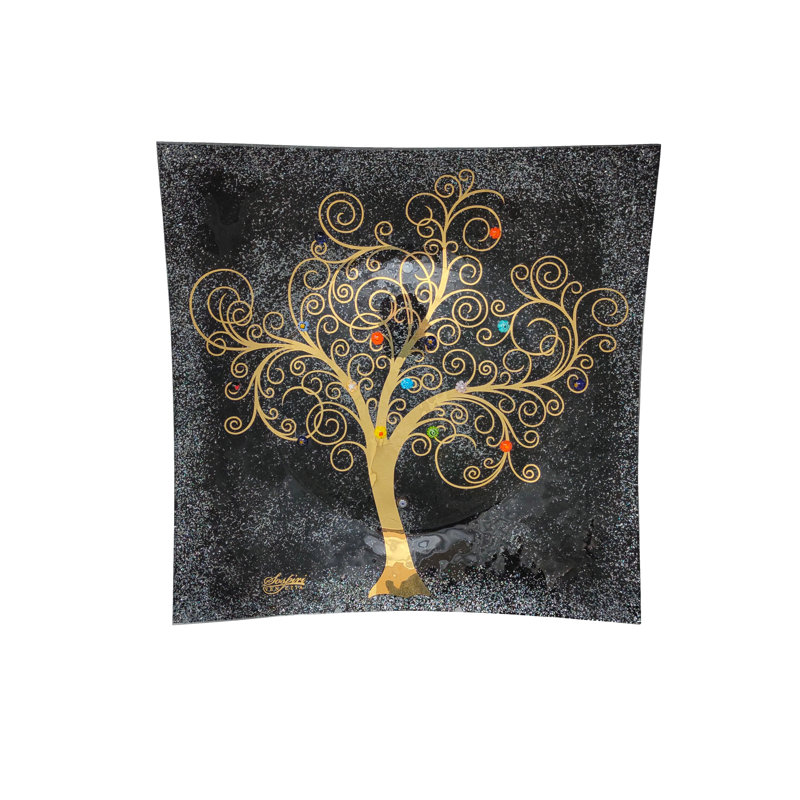Clinkscales Glass Decorative Plate 1, Black, 2cm H x 29cm W x 29cm D