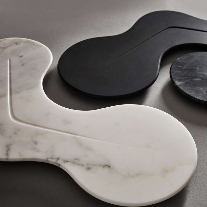 Cell Platter, White, White Honed Marble