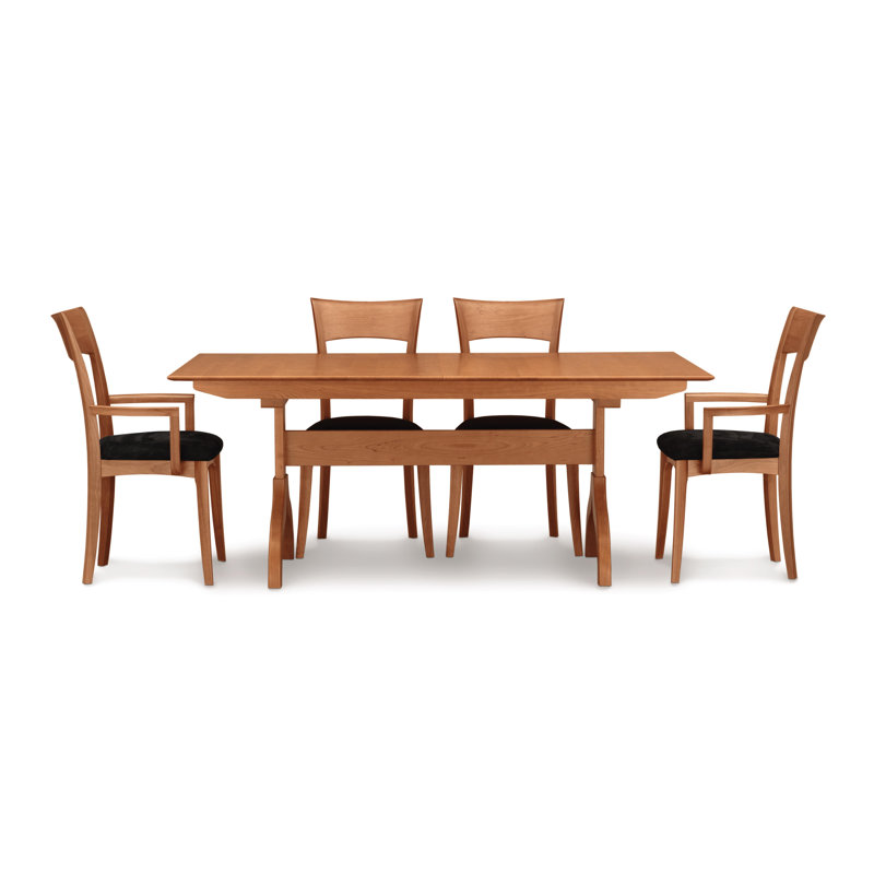 Sarah 5 - Piece Dining Set, Natural Cherry, Coffee Leather